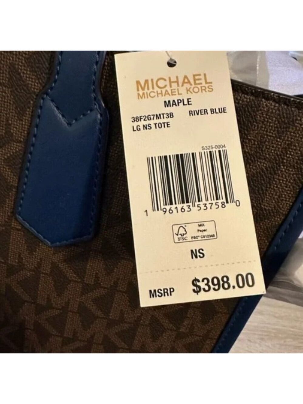 NEW Large Michael Kors Maple brown tote bag River Blue handles & shoulder strap - Picture 7 of 11